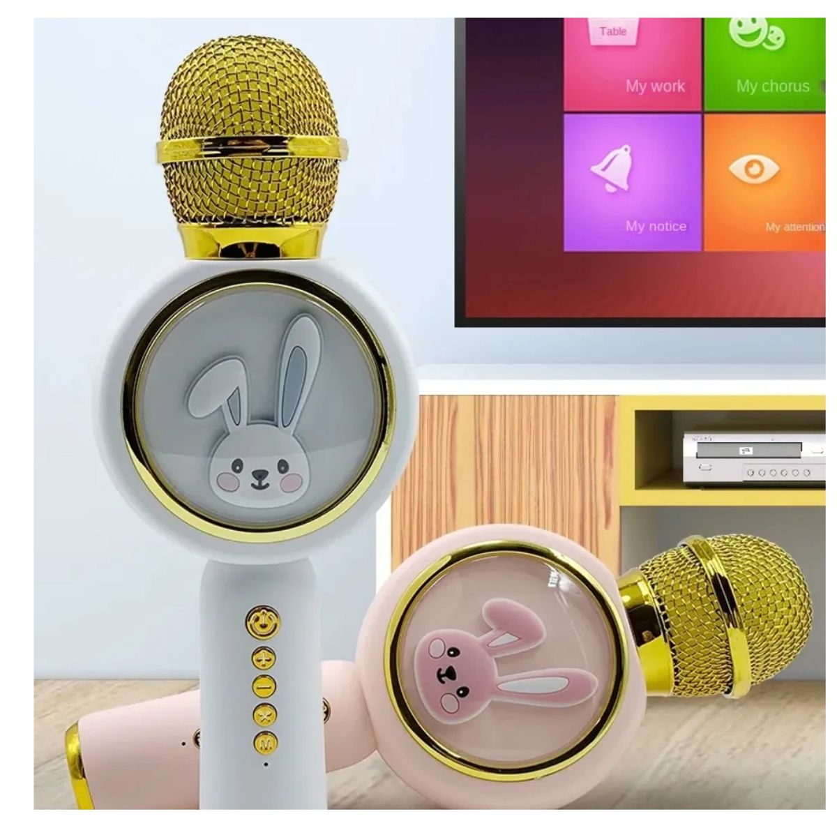 GENERICO - Microfono Karaoke Speaker X6 Para Niños Portátil Bluetooth Color RosaBlanco