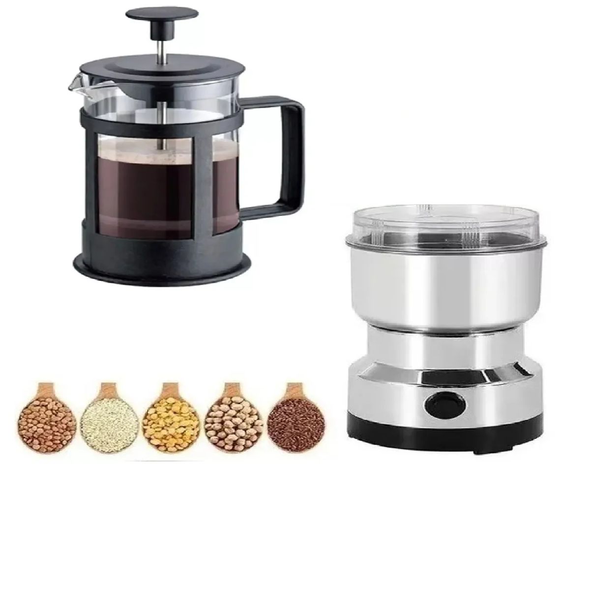 SKY - Prensa Francesa Café 1000ml Y Mini Molino Café Eléctrico