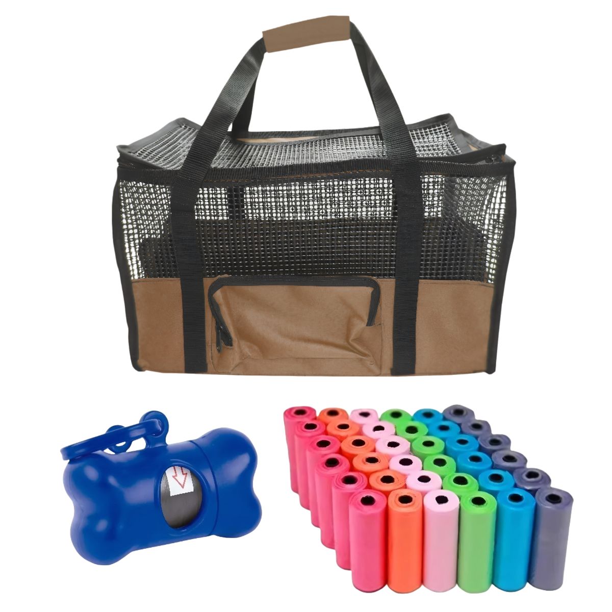 HALLY PET - Maletín Cargador Gde + Dispensador + 20 Rollos Marron