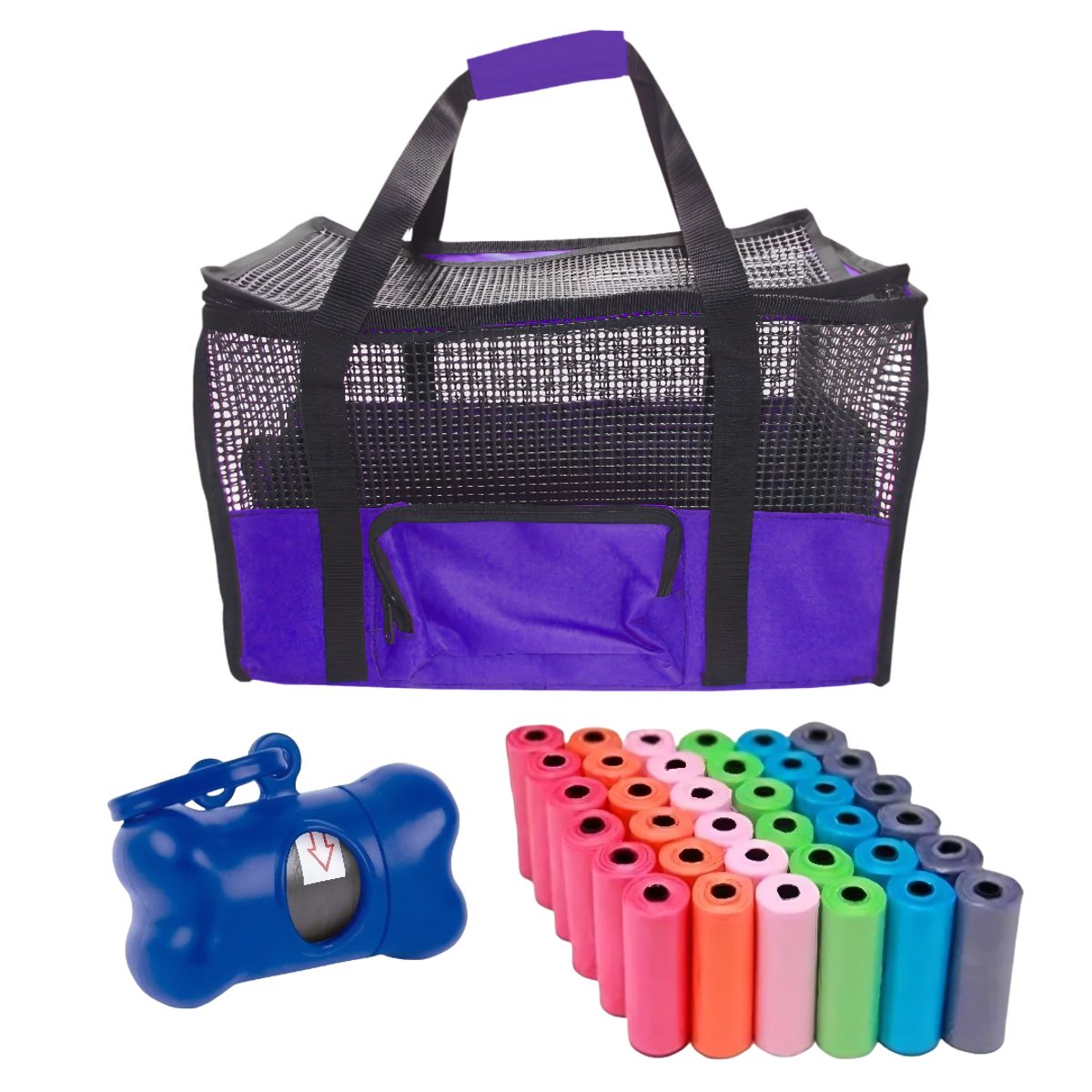 HALLY PET - Maletín Cargador Gde + Dispensador + 20 Rollos Morado