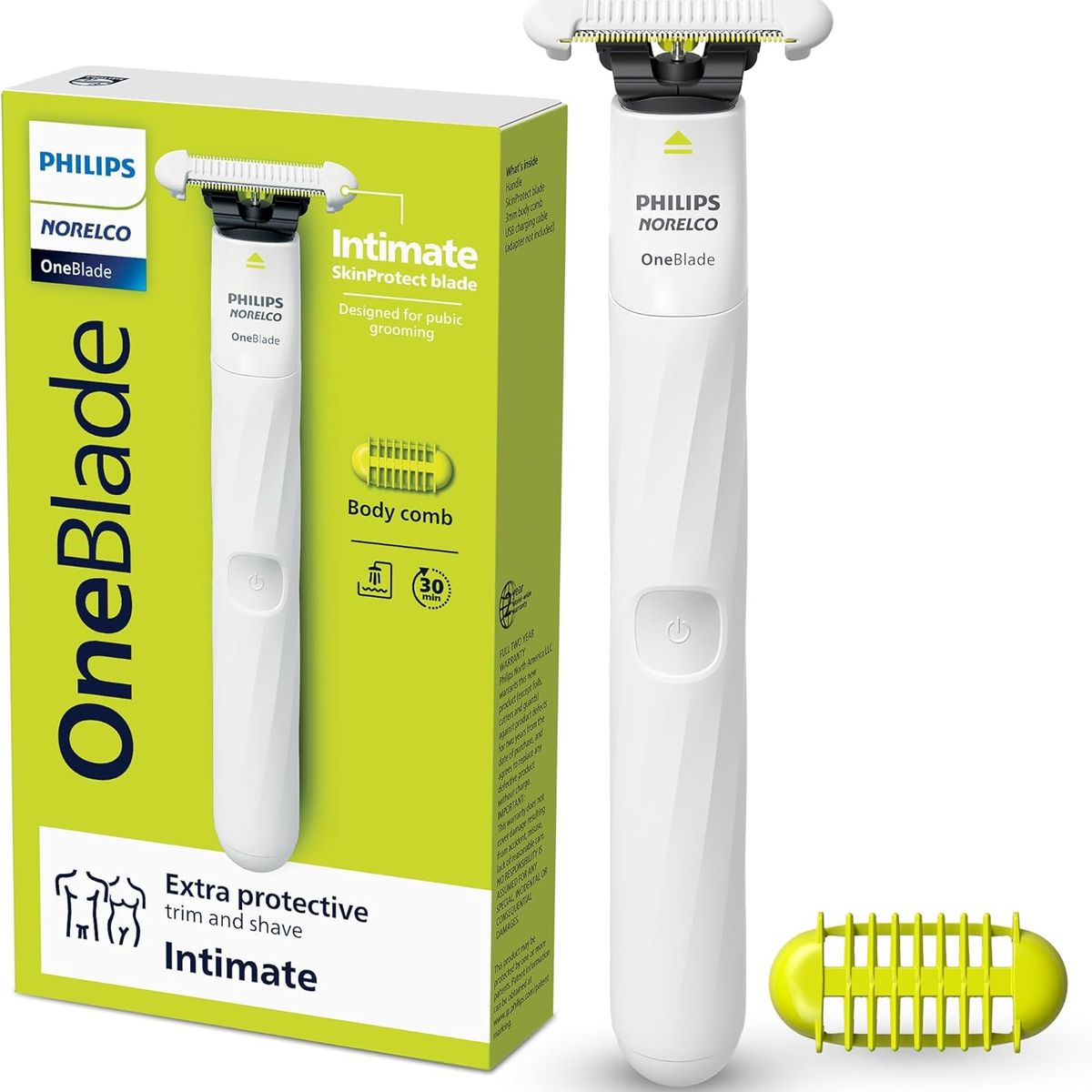 PHILIPS - Afeitadora Eléctrica Portátil Inalámbrica Philips OneBlade Zona Intima