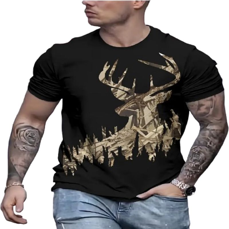 100 - Camiseta Color Negro con Ciervo