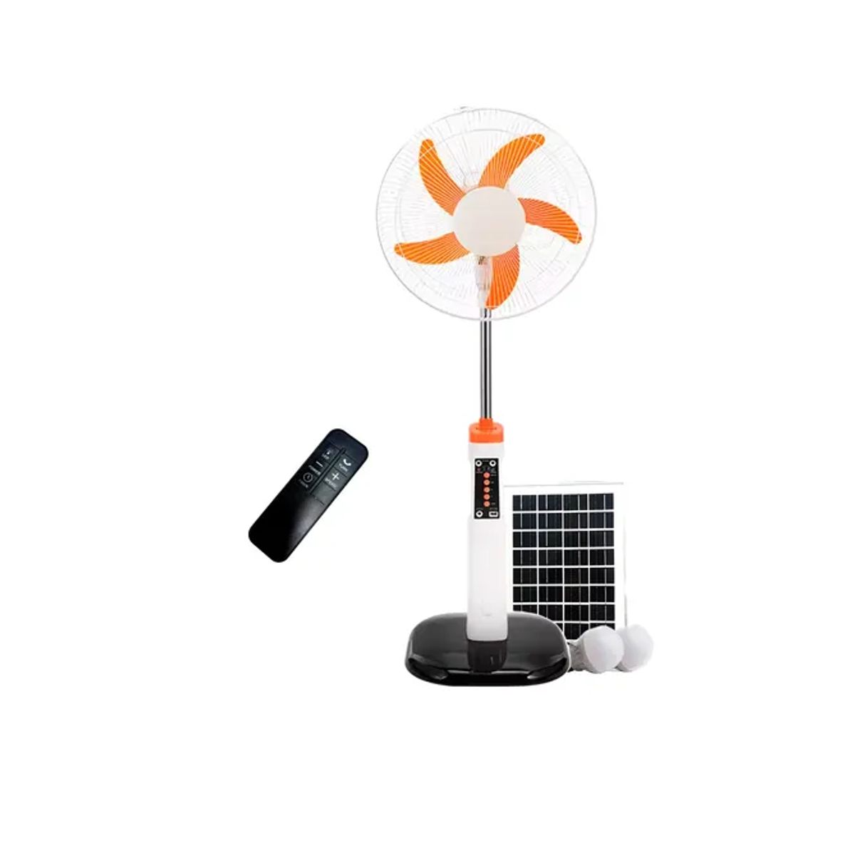 GENERICO - Ventilador Recargable Con 2 Bombillos Panel Solar 16 Pulgada GD-8056