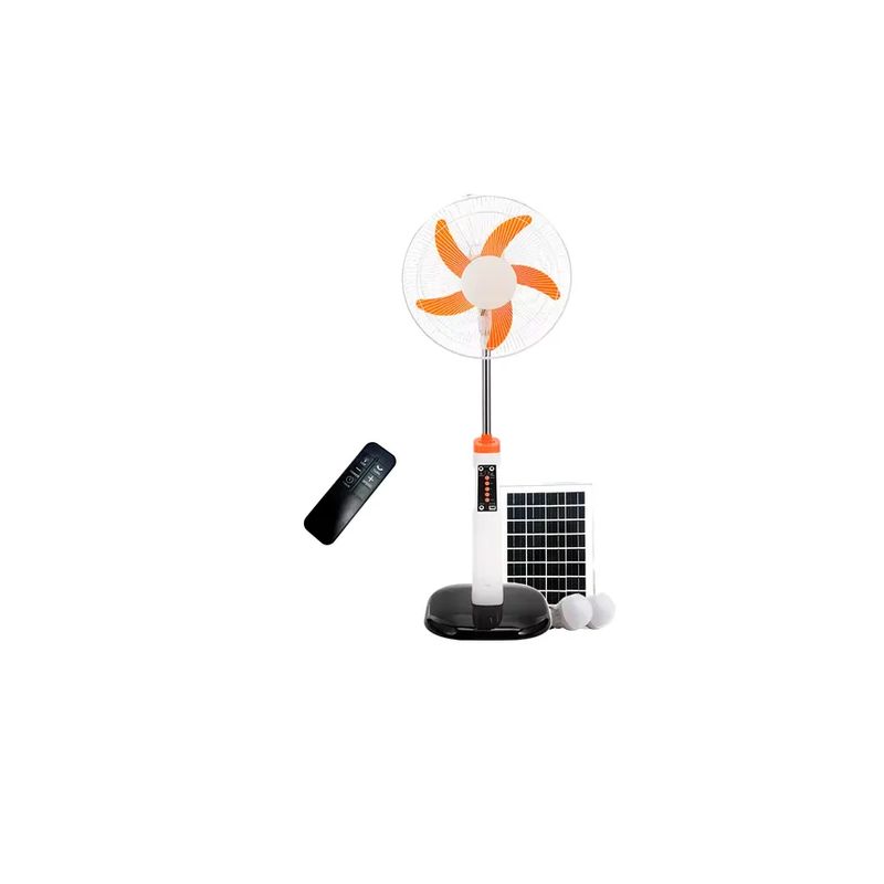 GENERICO - Ventilador Recargable Con 2 Bombillos Panel Solar 16 Pulgada GD-8056