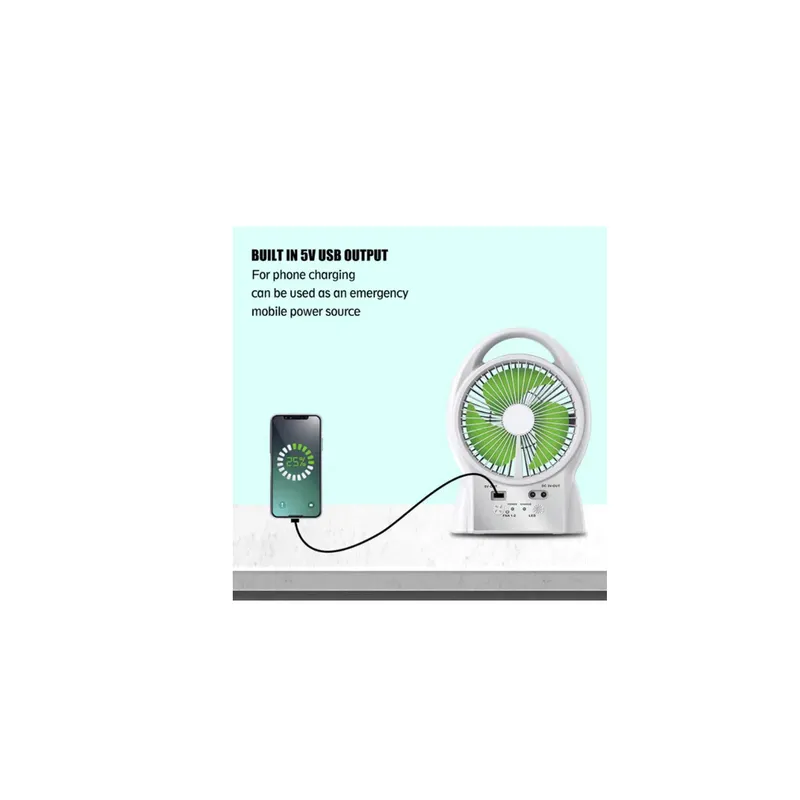 GENERICO - Ventilador Solar Recargable 6 Con Lámpara Led Portátil  GD-8026