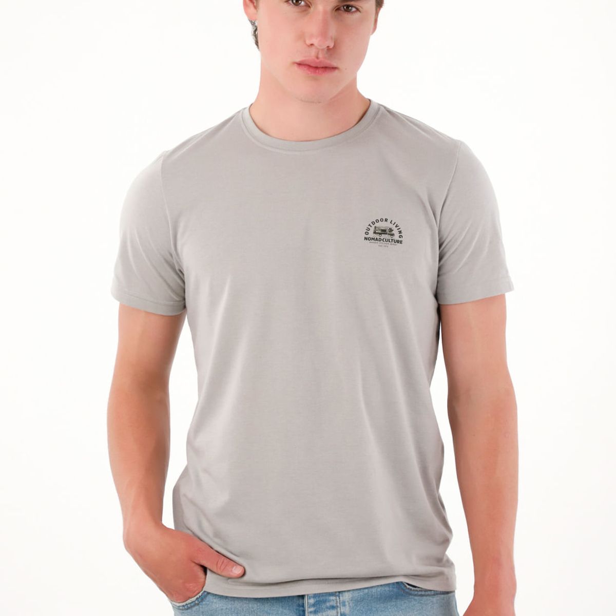TENNIS - Camiseta básica manga corta gris para hombre