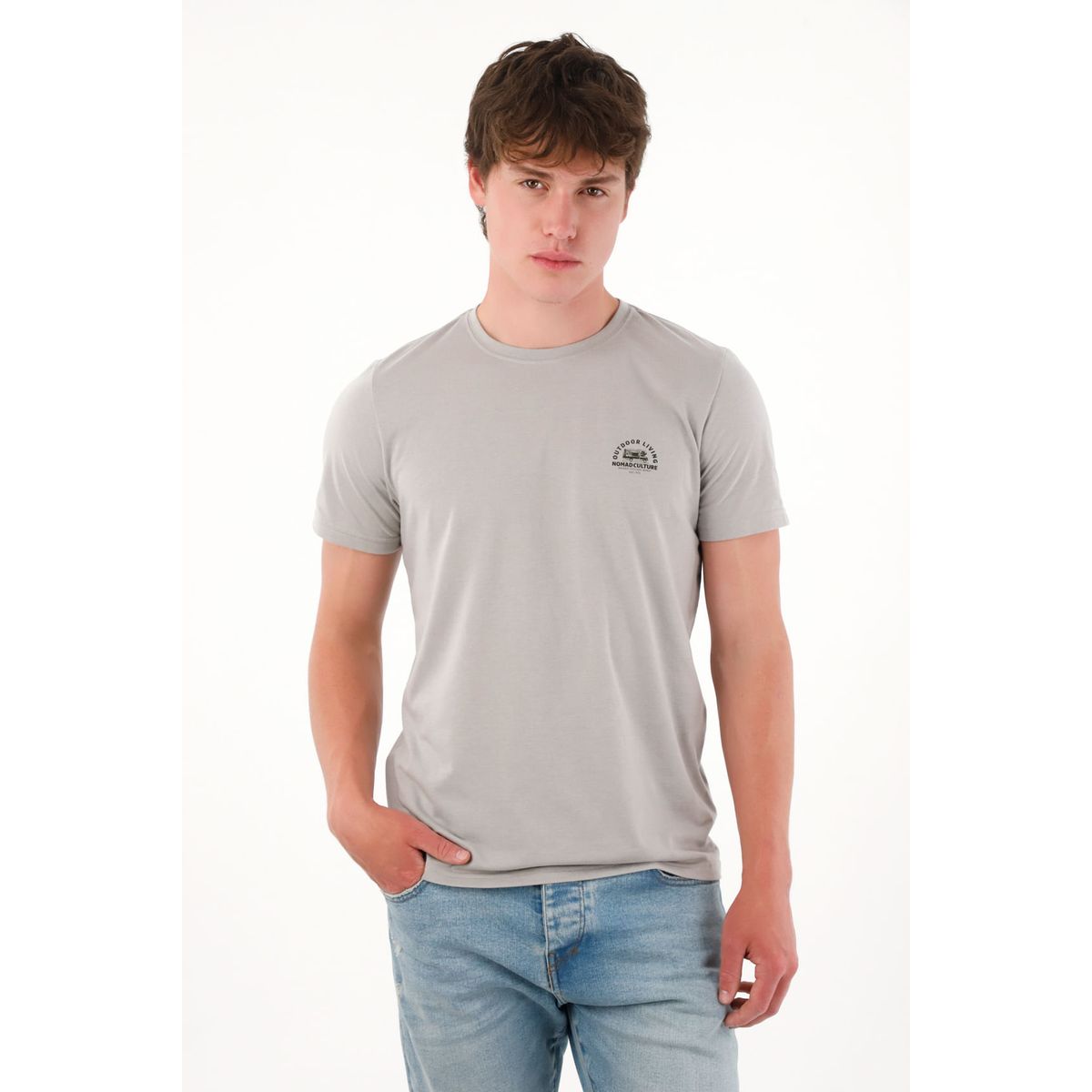 TENNIS - Camiseta básica manga corta gris para hombre