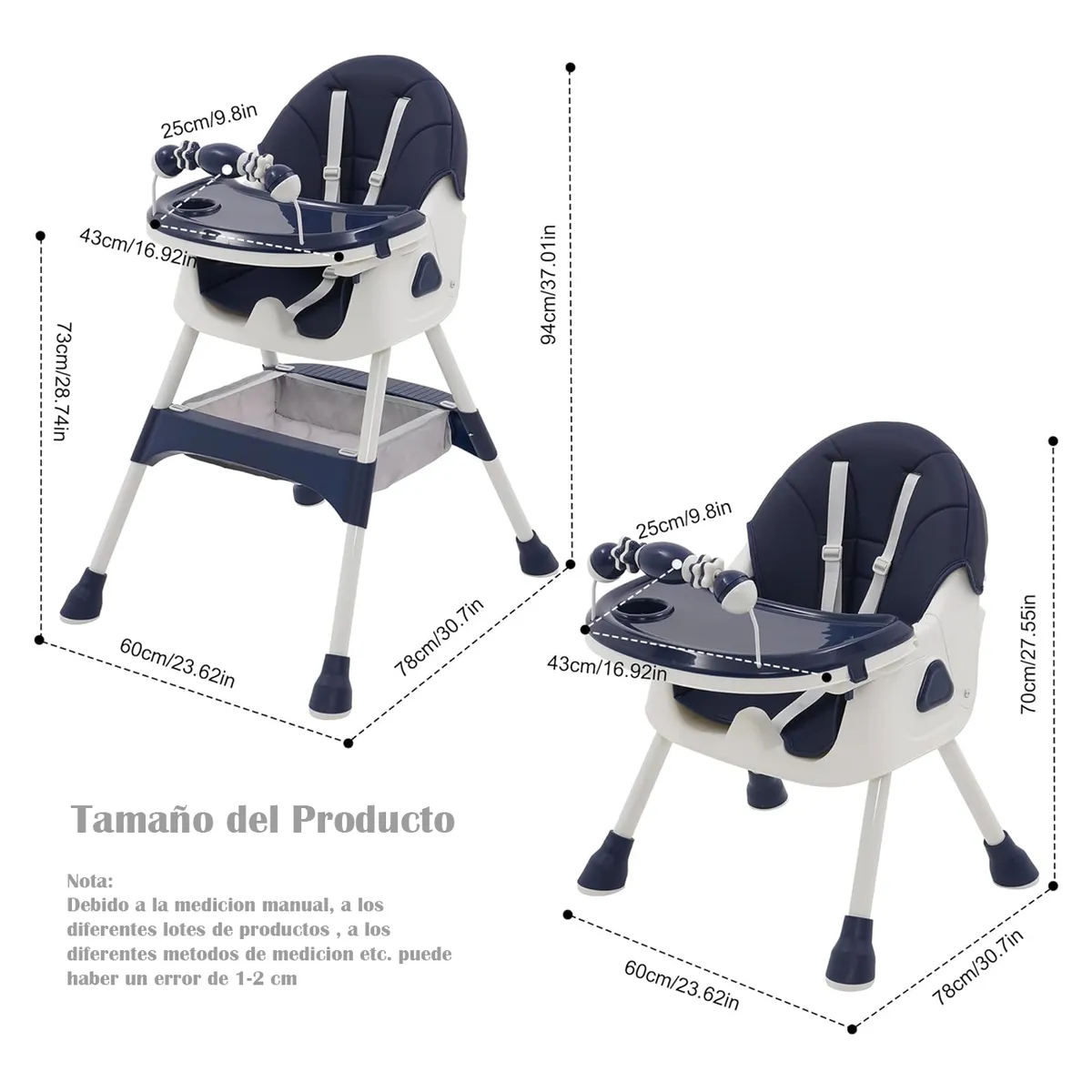 JON DI GROUP SAS - Silla Comedor Para Bebé 5-1 Bandeja Removible y Mecedora A
