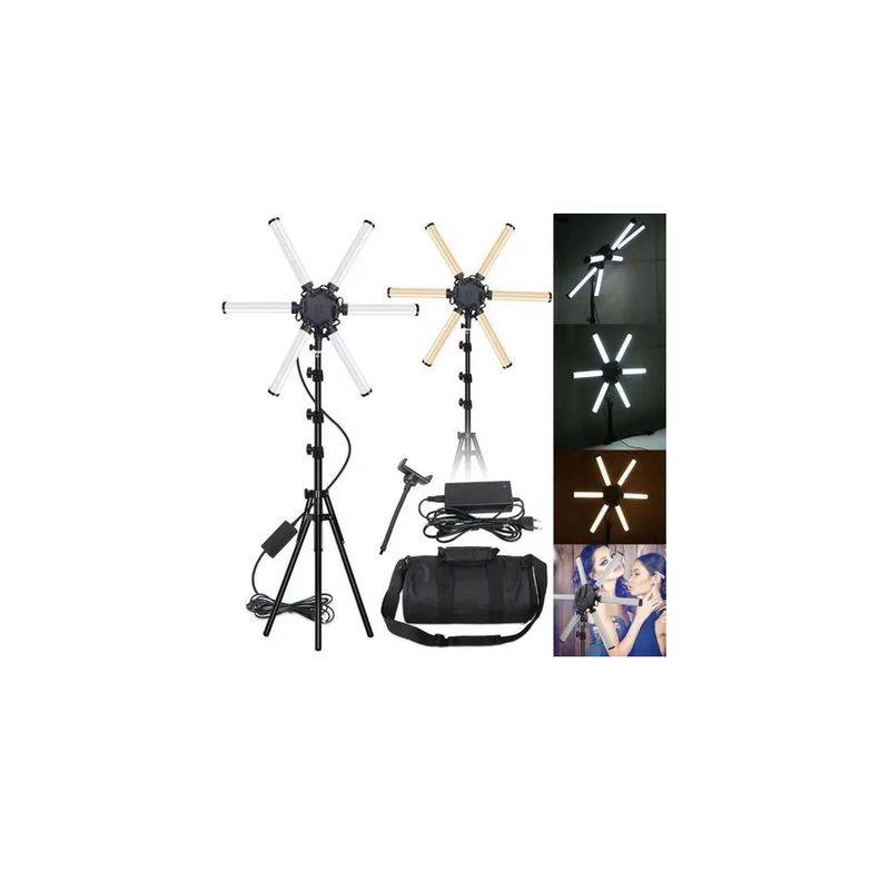 GENERICO - Aro De Luz Led 65cm Estrella 6 Tubos Iluminación Fotografía