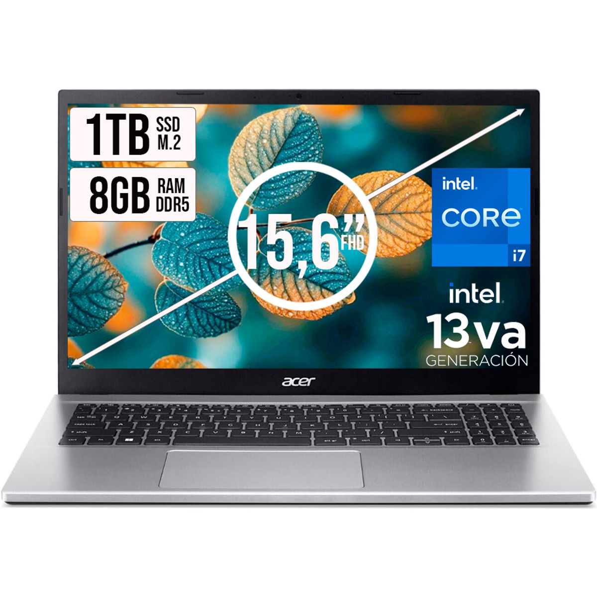 ACER - PORTATIL ACER ASPIRE INTEL CORE I7-13620H SSD 1TB RAM 8GB DDR5 15,6 IPS FHD