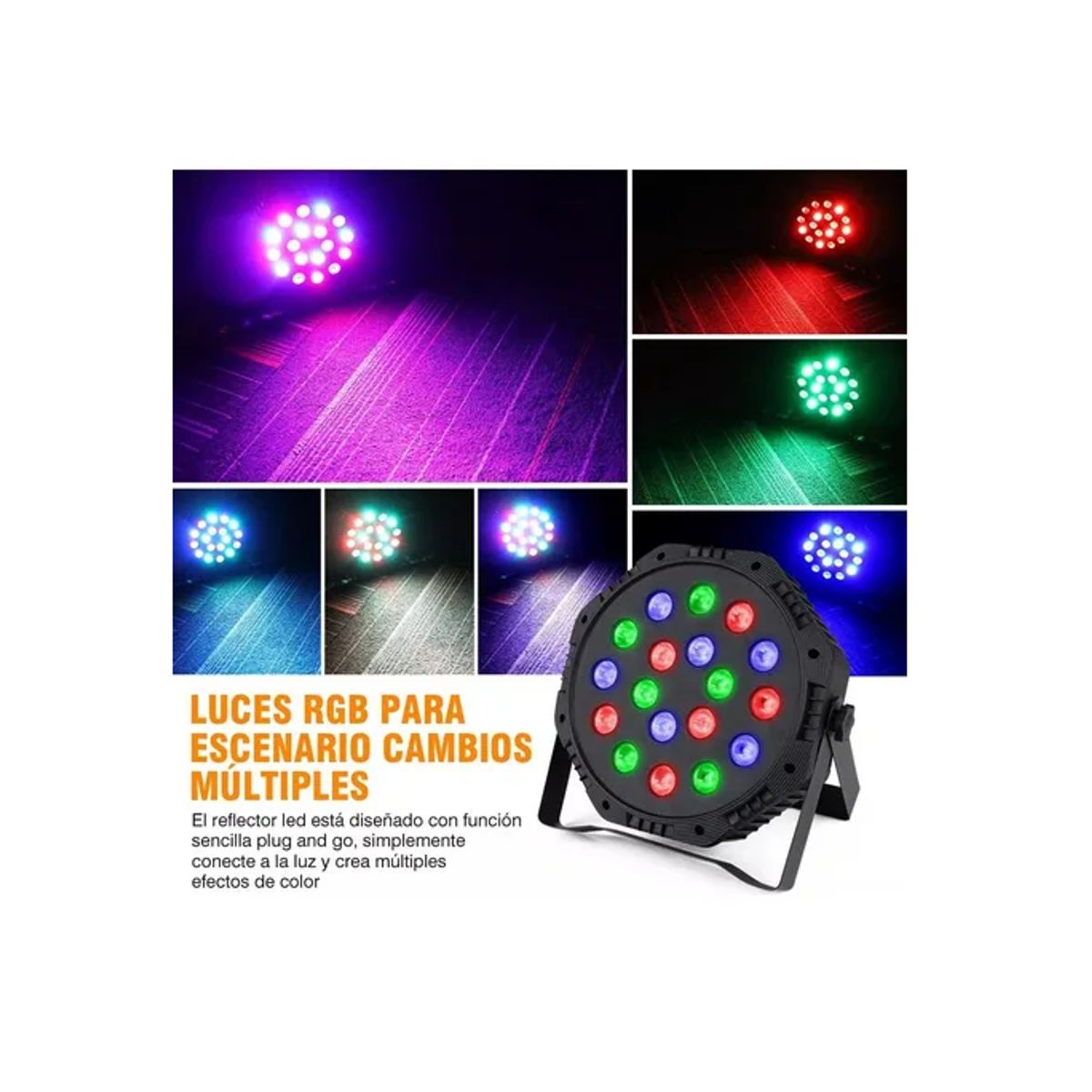 GENERICO - Luz Led Ritmica Dmx + Control 18 Leds Fiestas Dj Discoteca