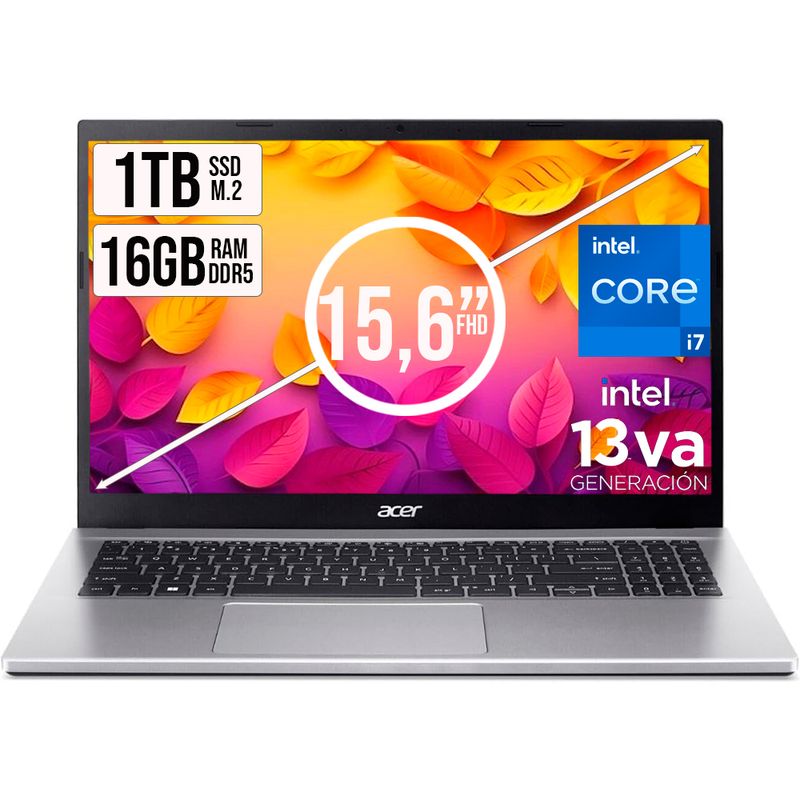 ACER - PORTATIL ACER ASPIRE INTEL CORE I7-13620H SSD 1TB RAM 16GB DDR5 15,6 IPS FHD