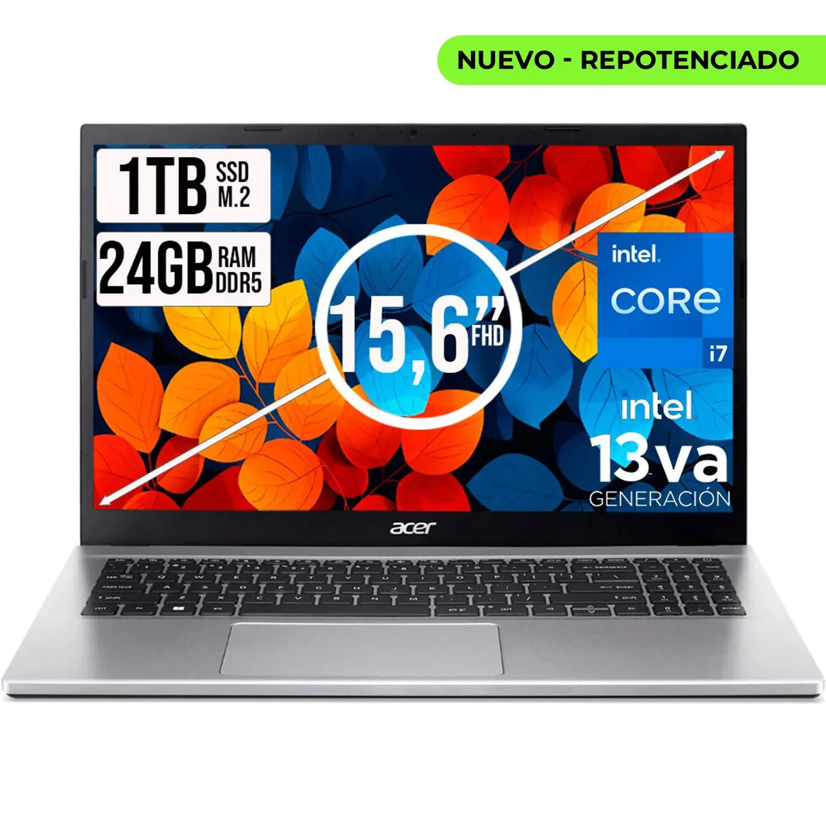 ACER - PORTATIL ACER ASPIRE INTEL CORE I7-13620H SSD 1TB RAM 24GB DDR5 15,6 IPS FHD