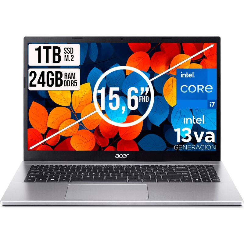 ACER - PORTATIL ACER ASPIRE INTEL CORE I7-13620H SSD 1TB RAM 24GB DDR5 15,6 IPS FHD