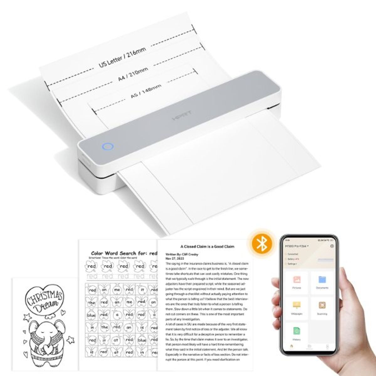 GENERICO - Impresora Térmica Portátil Idprt Mt610 Bluetooth A4 Hprt Mt6
