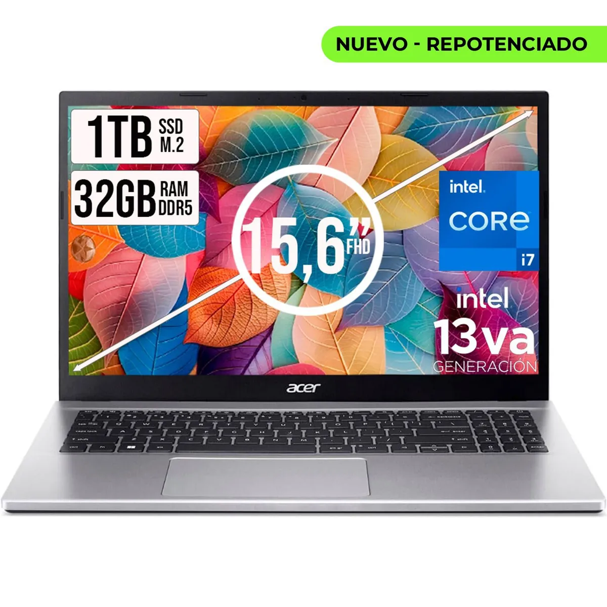 ACER - PORTATIL ACER ASPIRE INTEL CORE I7-13620H SSD 1TB RAM 32GB DDR5 15,6 IPS FHD