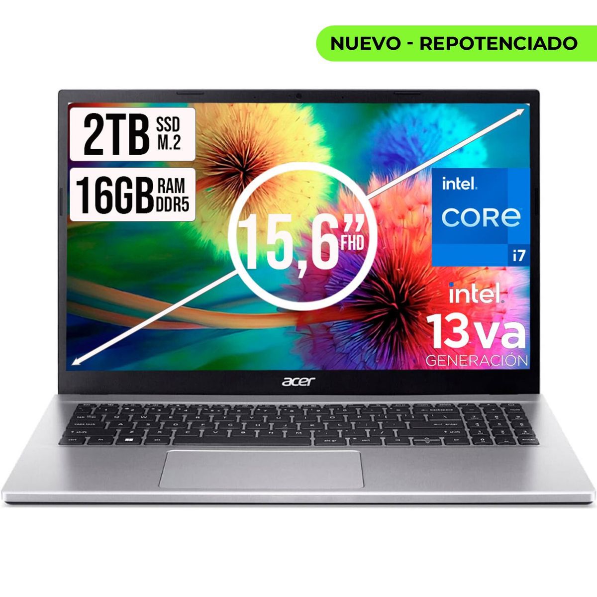 ACER - PORTATIL ACER ASPIRE INTEL CORE I7-13620H SSD 2TB RAM 16GB DDR5 15,6 IPS FHD
