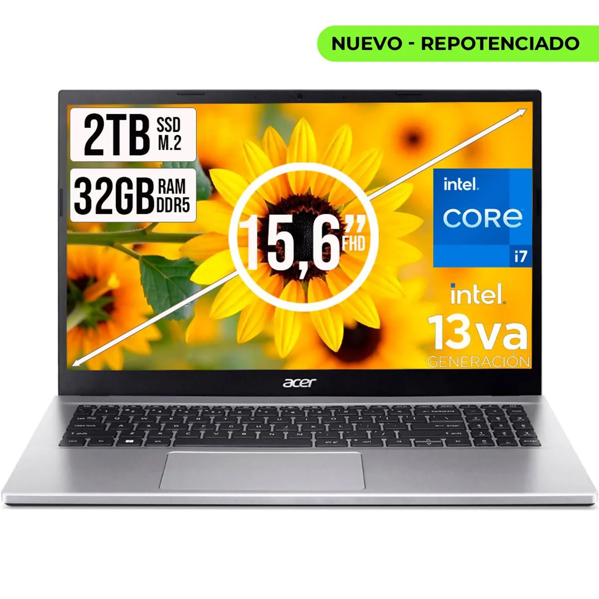 ACER - Portátil Acer Aspire Intel Core i7 13620H 32GB RAM 2TB SSD 156