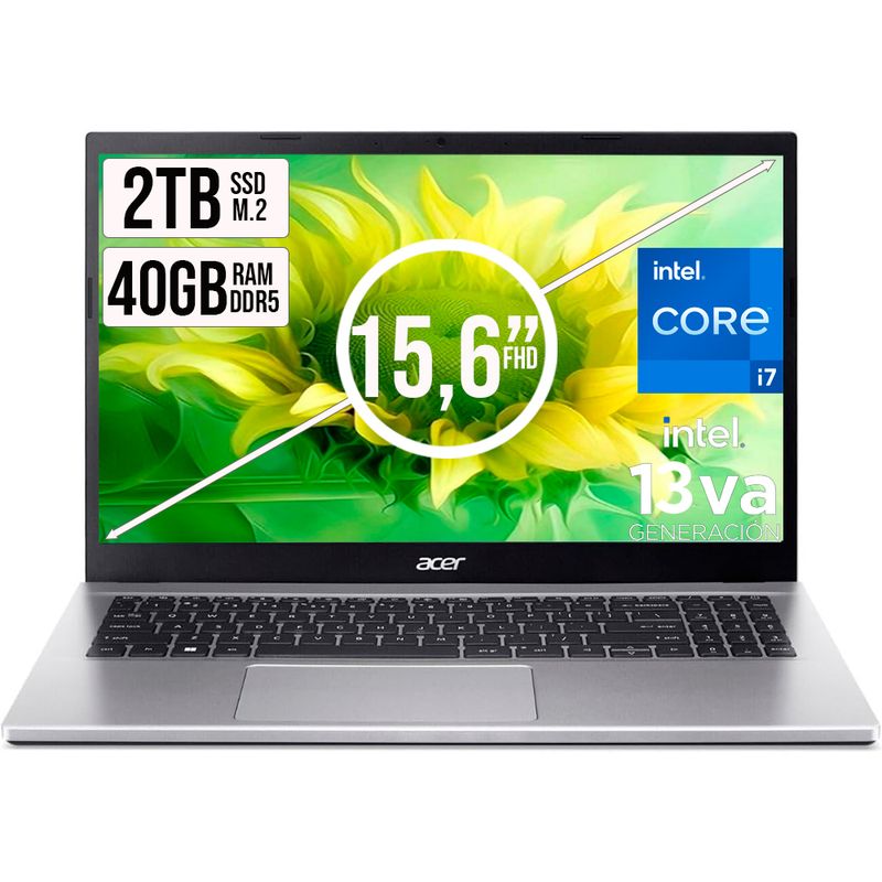 ACER - Portátil Acer Aspire Intel Core I7 13620H 2TB SSD 40GB RAM 15.6" FHD