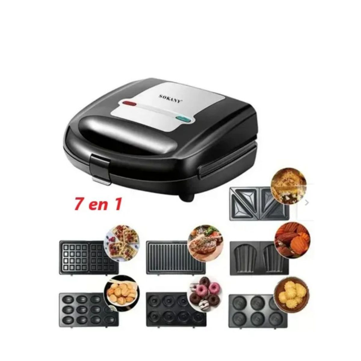 GENERICO - Maquina 7 En 1 Sokany Waflera, Sandwichera, Donas, Grill