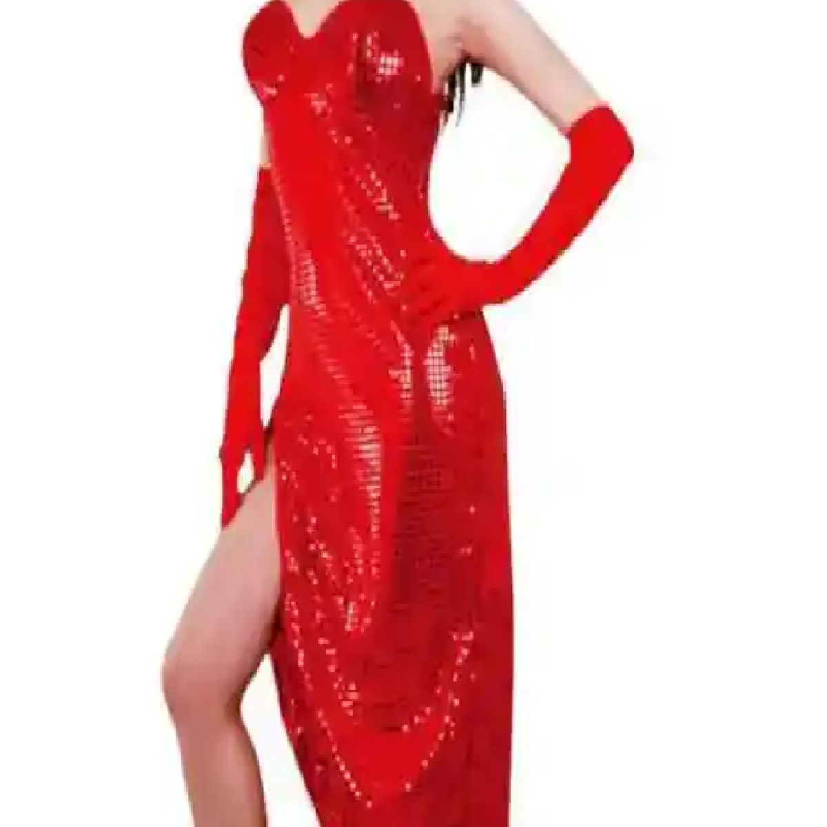 GENERICO - Disfraz Glamour De Jessica Rabbit Vestido Rojo Brillante