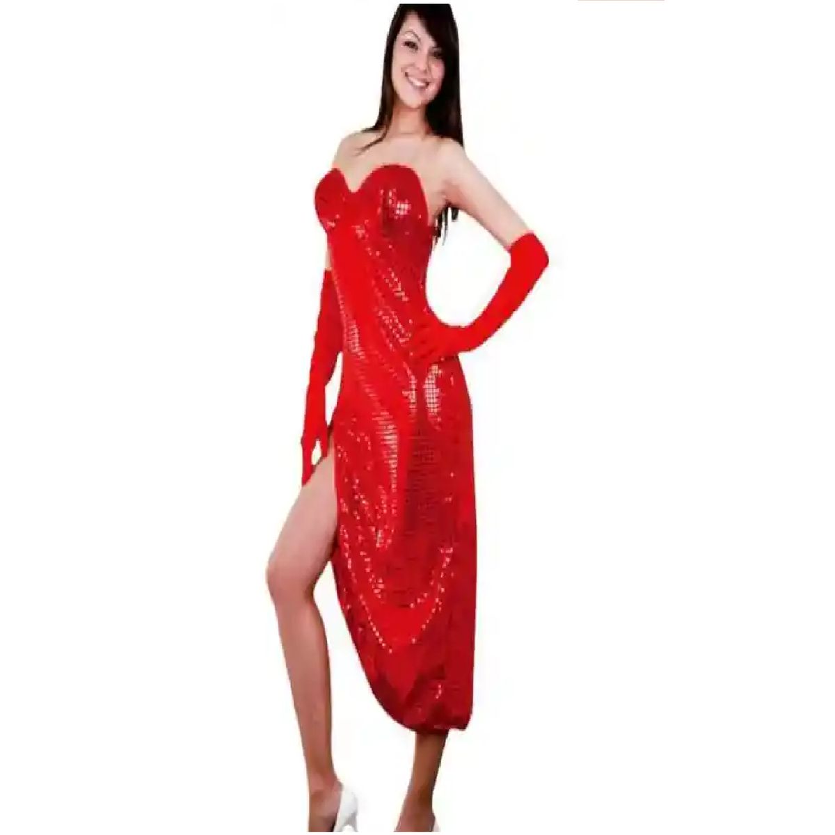 GENERICO - Disfraz Glamour De Jessica Rabbit Vestido Rojo Brillante