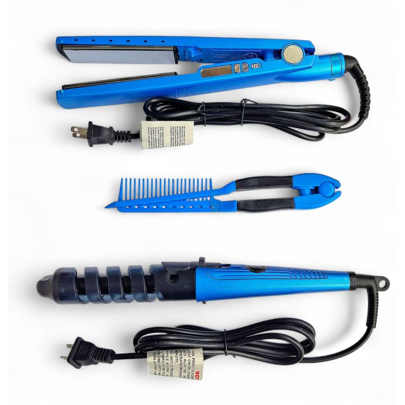 GENERICO - Combo Plancha Rizador Y Peine Tijera Para Arreglo Del Cabello
