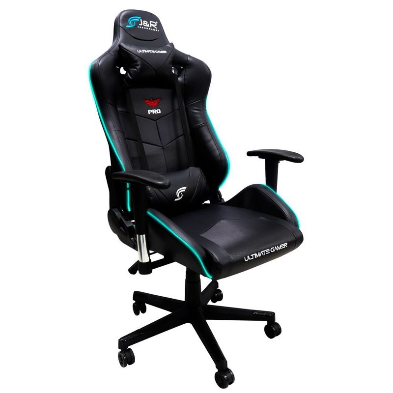 J&R - SILLA GAMER J&R SGJR004 ERGONOMICA  ALTURA AJUSTBLE CON LUCES RGB / BLACK