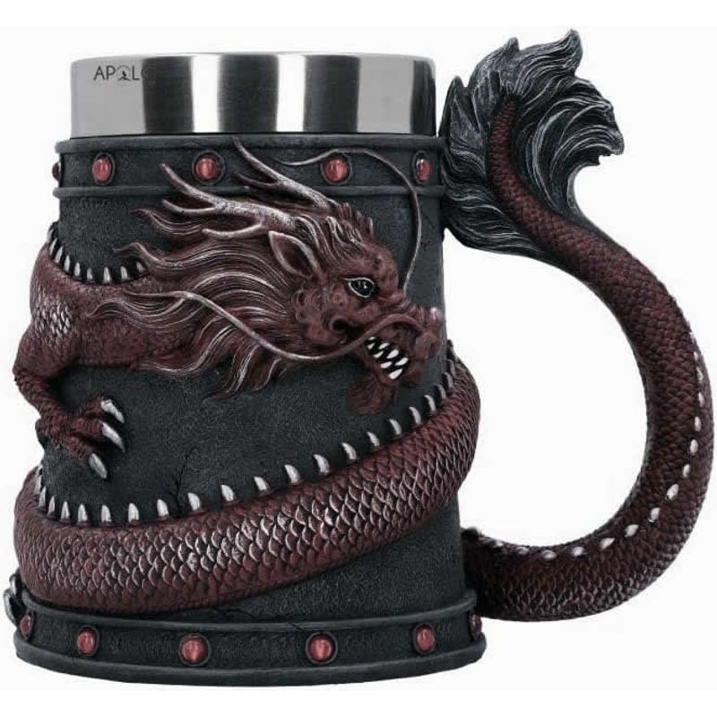 APOLO - Vaso taza Mug Dragón Rojo Imperial Estilo Oriental Coleccionable