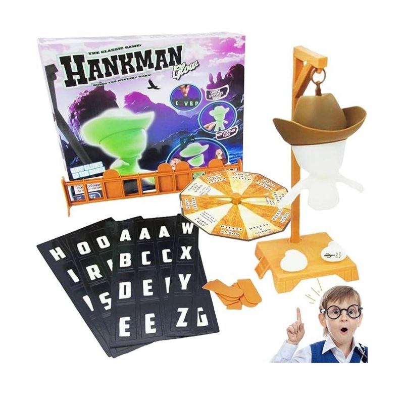 GENERICO - Juego Ahorcado Hankman Glow Vaquero Luz UV Letras Incluidas