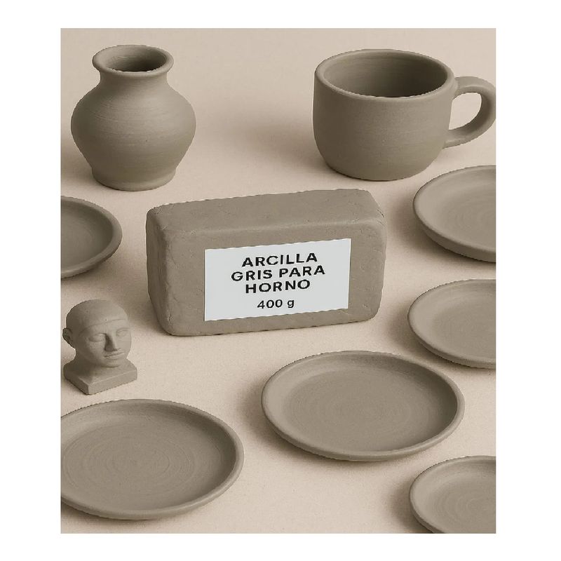 GENERICO - Arcilla Gris Para Modelado  400g requiere Horno