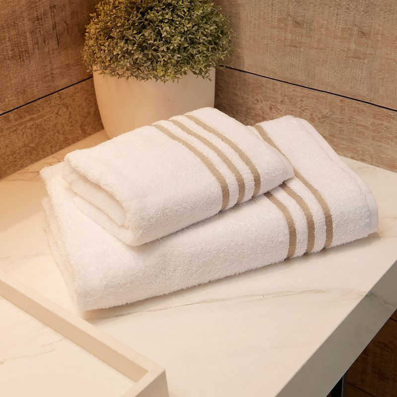 DISTRIHOGAR - Set Toallas 1 de Cuerpo más 1 de Manos 100% Algodón 550 gr Spa Taupe