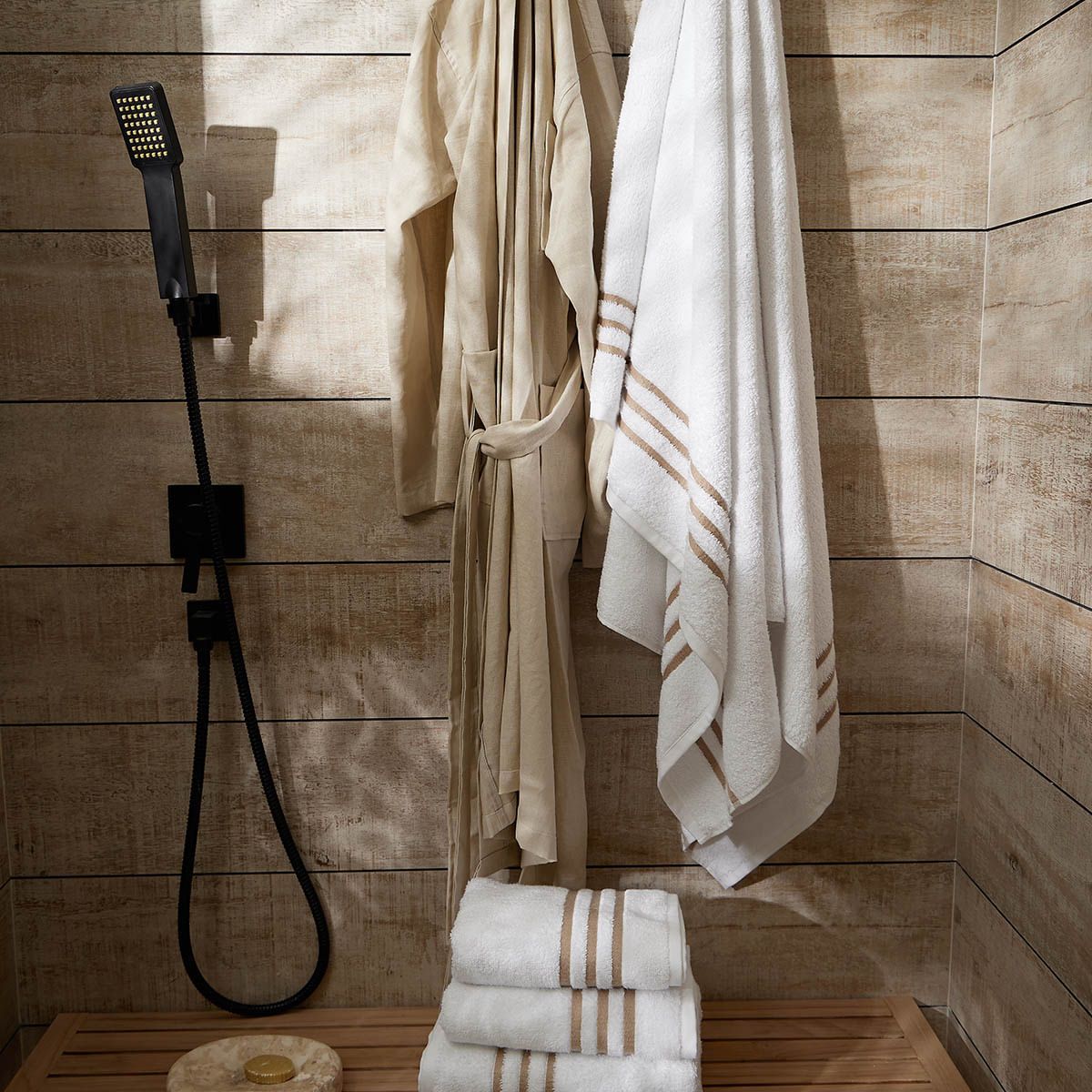 DISTRIHOGAR - Toalla de Cuerpo 100% Algodón 550 gr Spa Taupe 100 x 160 cm