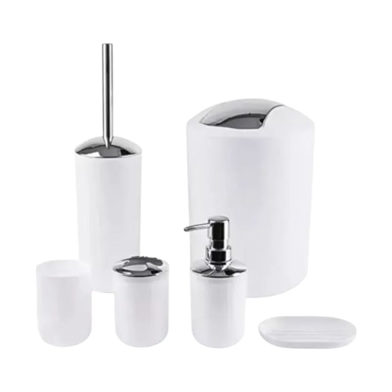 GENERICO - Set Utensilios Accesorios De Baño Jabonera Papelera Juego X6 BLANCO