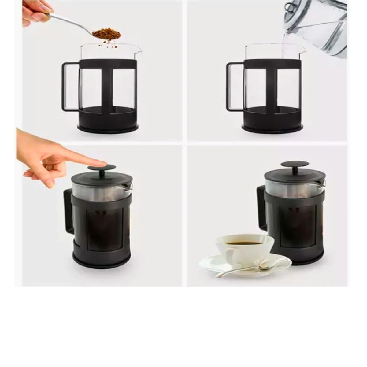 SKY - Prensa Francesa Cafe Cafetera Vidrio 350ml Filtro Acero Inox