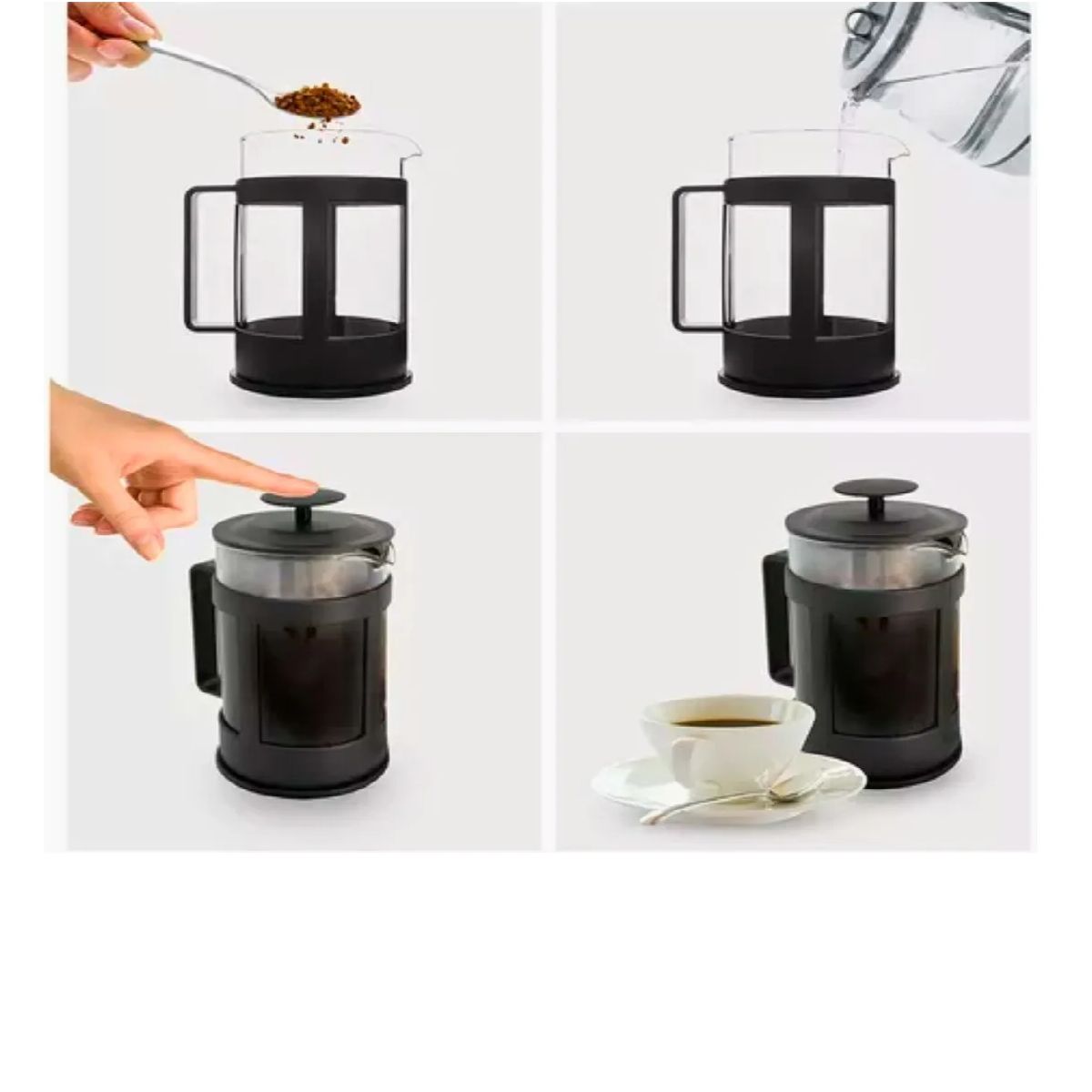 SKY - Prensa Francesa Cafe Cafetera Vidrio 350ml Filtro Acero Inox