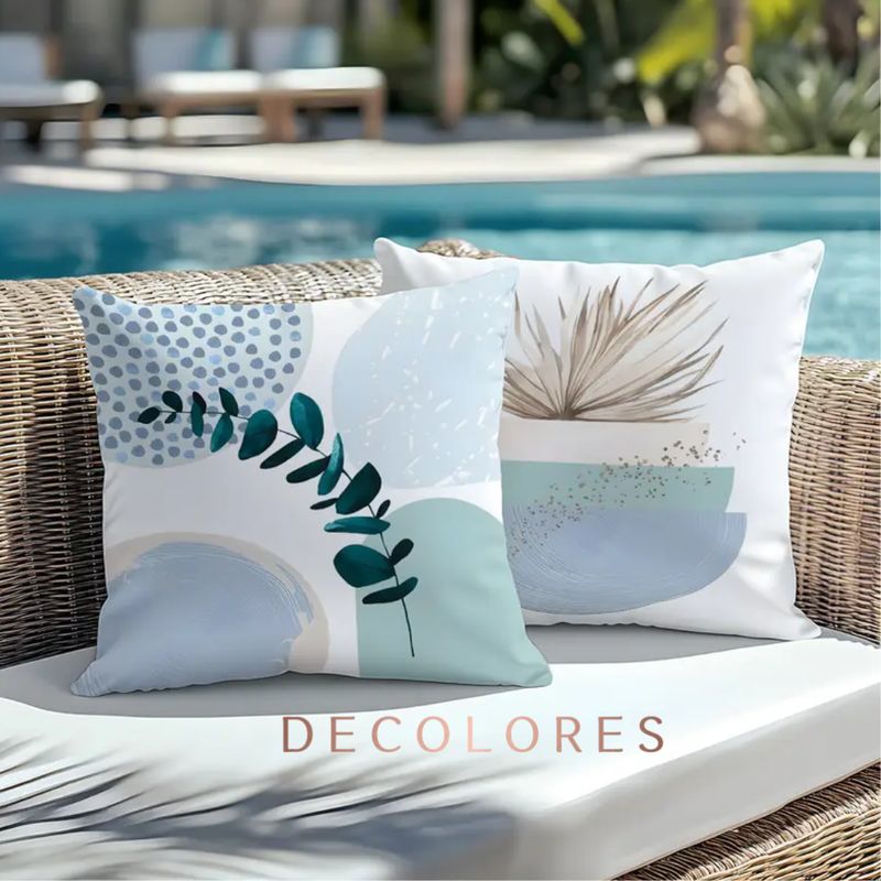 GENERICO - Set x4 Fundas de Cojín Decorativo Azul 45x45 cm Sin RellenoCon Cierre