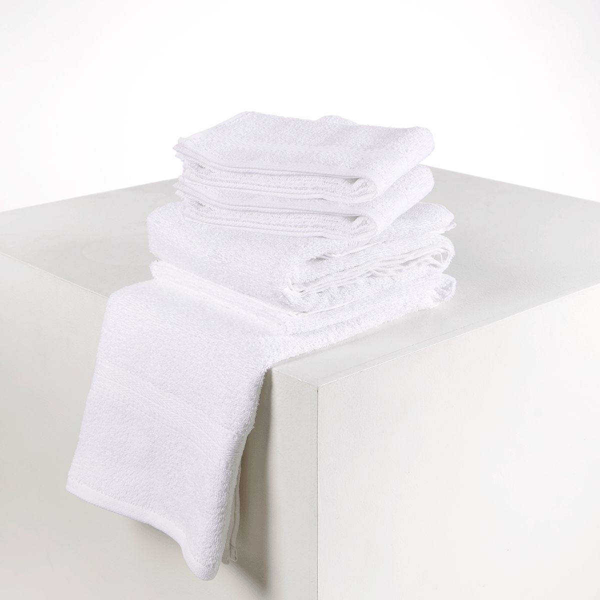 DISTRIHOGAR - Set x 4 Toallas: 2 Cuerpo y 2 Manos 100% Algodón 330 gr Joe Blancas