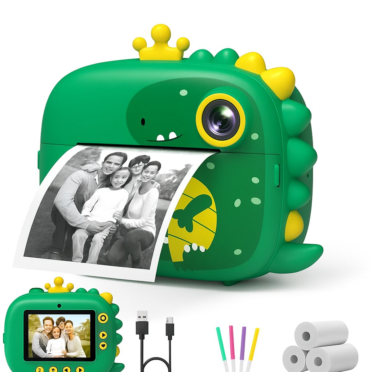 GENERICO - Cámara Impresora Infantil Dinosaurio Verde