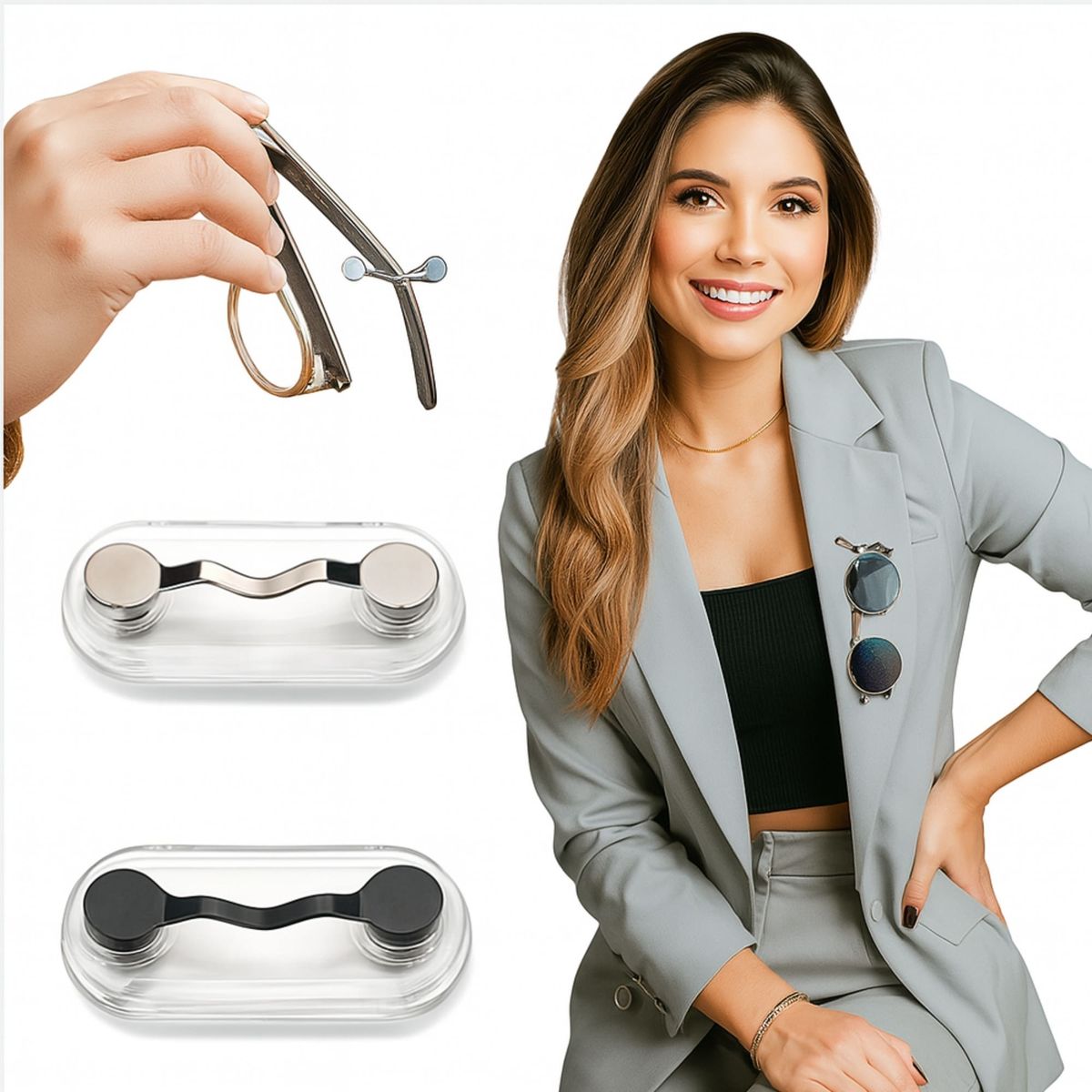 GENERICO - Clip Magnético para Gafas Pack de 2 Soportes Elegantes