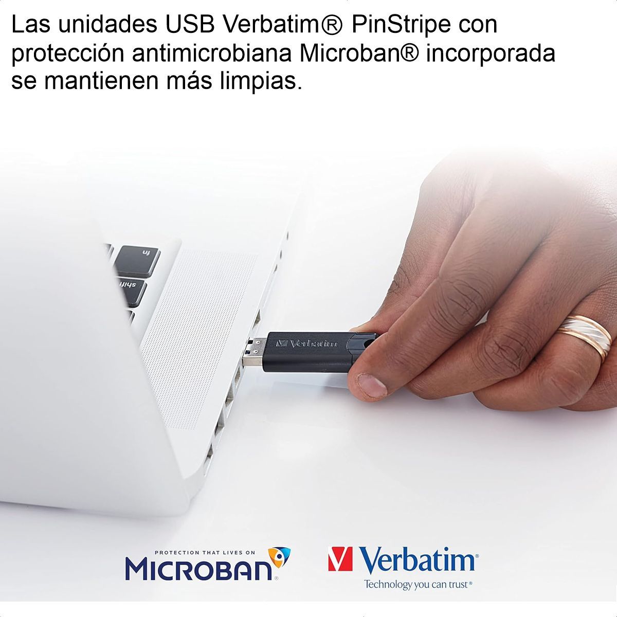 VERBATIM - Memoria Flash USB 3.2 Retráctil Verbatim Pinstripe De 256GB