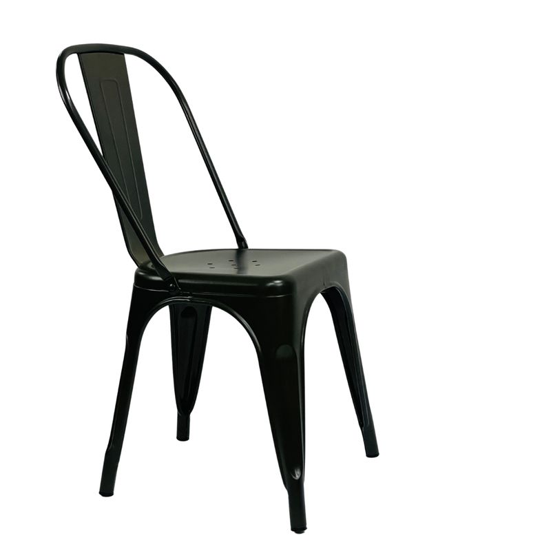 GENERICO - Silla Tolix Metálica Para Comedor Cafetería Restaurante COLOR NEGRO