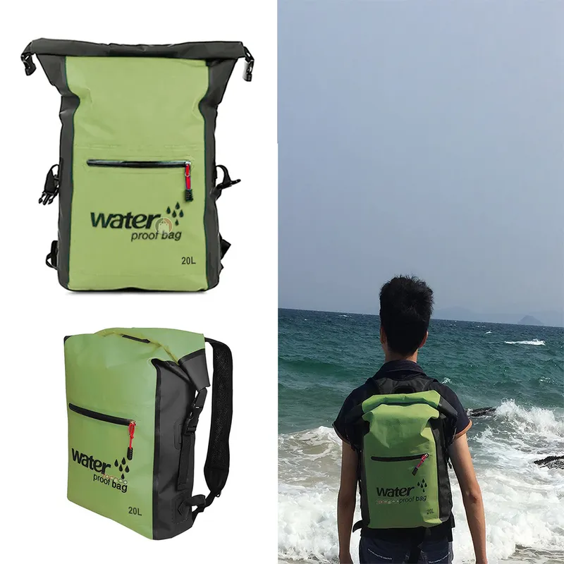 ZOCOCIO - Morral Impermeable Water Proof Bag 20l Bolsa Seca Viajera Verde