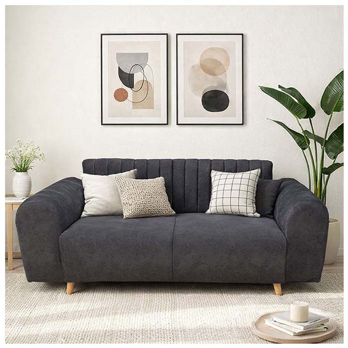 GENERICO - SOFA DE 3 PUESTOS MARSELLA EN TELA ANTIFLUIDOS GRIS GRAFITO