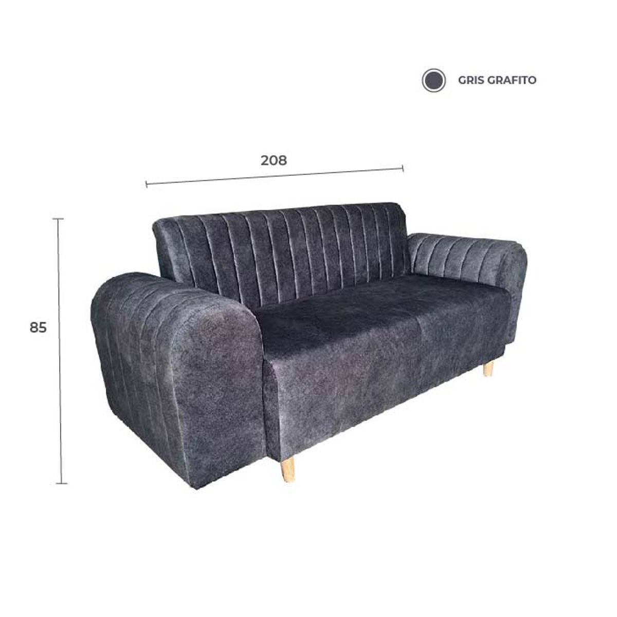GENERICO - SOFA DE 3 PUESTOS MARSELLA EN TELA ANTIFLUIDOS GRIS GRAFITO