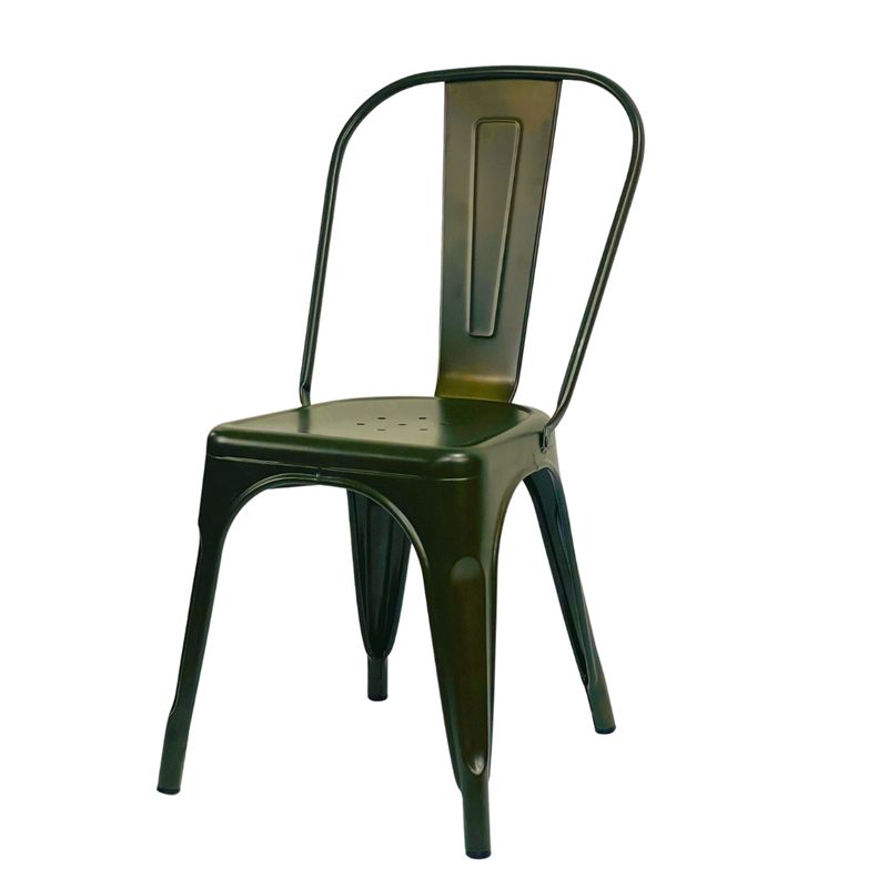 GENERICO - Silla Tolix Metálica Cafetería Restaurante COLOR VERDE OLIVA KIT X4