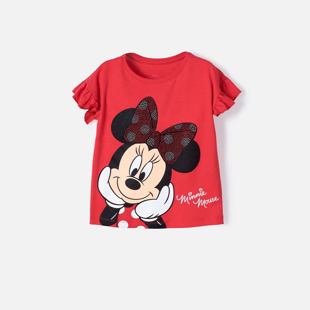 DISNEY - Camiseta de Minnie Mouse roja estampada para niña de 2T a 5T