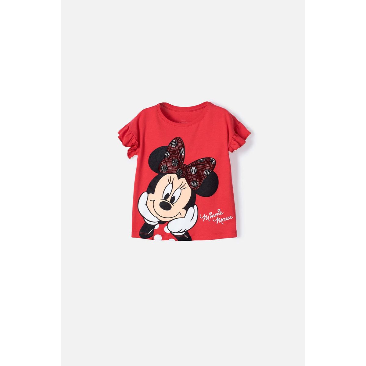 DISNEY - Camiseta de Minnie Mouse roja estampada para niña de 2T a 5T