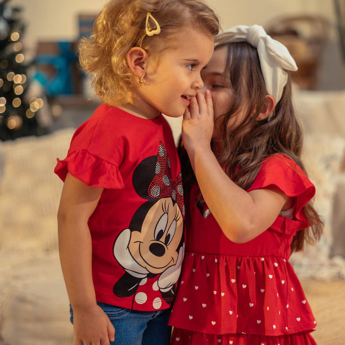 DISNEY - Camiseta de Minnie Mouse roja estampada para niña de 2T a 5T