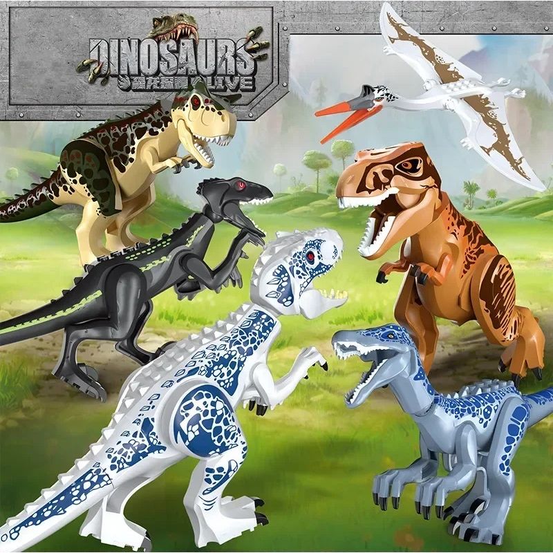 GENERICO - Set de Bloques para Ensamblaje del Mundo Jurásico x 6 Dinosaurios